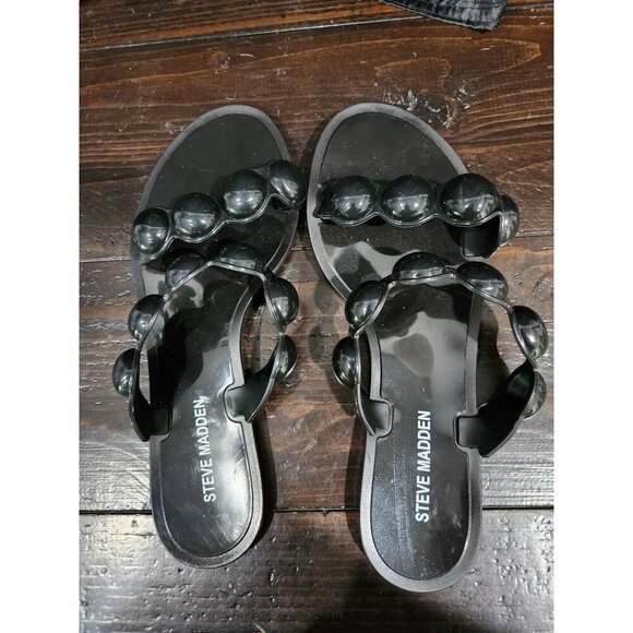 NWOB Steve Madden Zaza Black Bubble Strap Slide Sandals/Size 7 - Picture 10 of 10